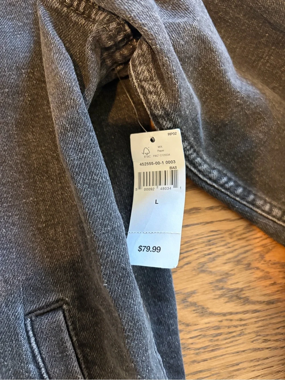Men’s Gap Washed Black Denim Jacket Size  Large